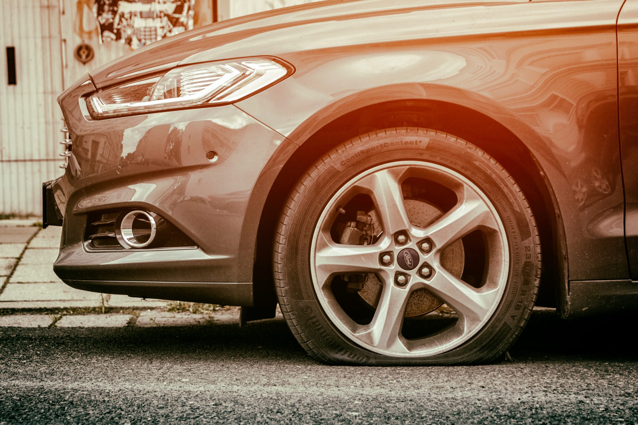 Sedan flat tire
